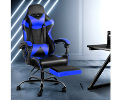 Artiss Gaming Office Chairs Computer Seating Racing Recliner Footrest Black Blue