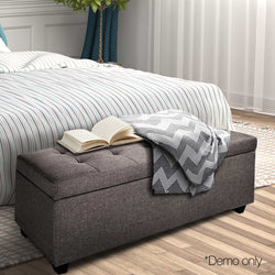 Artiss Large Fabric Storage Ottoman - Brown