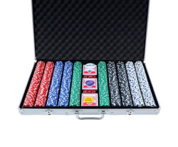 1000pcs Poker Chips Set Casino Texas Hold'em Gambling Party Game Dice Cards Case