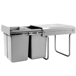 Cefito Pull Out Bin Kitchen Double Basket 2X20L Grey