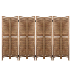 Artiss Room Divider Screen 8 Panel Privacy Wood Dividers Stand Bed Timber Brown