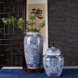 Ceramic Ginger Jar Chinese Classical Decorative Jar Celadon Vase Storage Jar Handicraft Ornaments Decorative Accessories