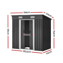 Giantz Garden Shed 1.94x1.21M w/Metal Base Sheds Outdoor Storage Tool Steel House Sliding Door