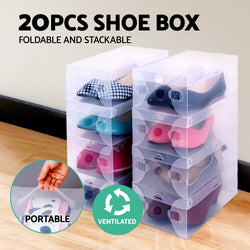 Artiss 20X Shoe Box Storage Clear Case Foldable Stackable
