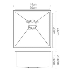 Cefito Kitchen Sink 44X44CM Stainless Steel Basin Single Bowl Black