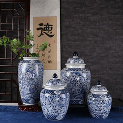 Ceramic Ginger Jar Chinese Classical Decorative Jar Celadon Vase Storage Jar Handicraft Ornaments Decorative Accessories
