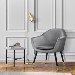 Artiss Armchair Accent Chair Retro Wooden Armchairs Single Sofa Velvet Seat Grey