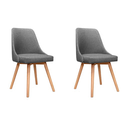 Artiss Dining Chairs Set of 2 Fabric Wooden Grey