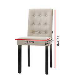 Artiss Set of 2 DONA Dining Chair Fabric Foam Padded High Back Wooden Kitchen Beige