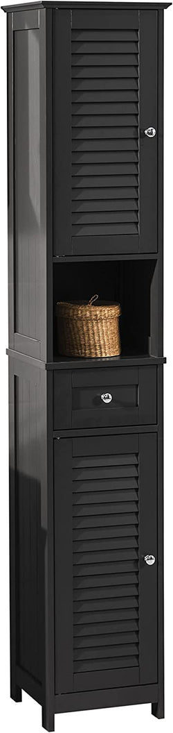 Freestanding Tall Bathroom Cabinet 170 x 32 x 30 cm (Black)
