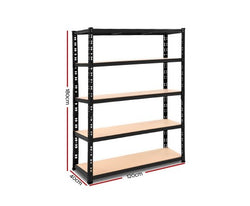 Giantz 1.8M Warehouse Racking Shelving Storage Shelf Garage Shelves Rack Steel Black