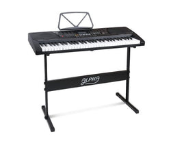 Alpha 61 Keys Electronic Piano Keyboard Digital Electric w/ Stand Lighted Black