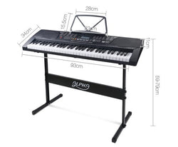 Alpha 61 Keys Electronic Piano Keyboard Digital Electric w/ Stand Lighted Black