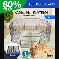 i.Pet 24" 8 Panel Dog Playpen Pet Fence Exercise Cage Enclosure Play Pen
