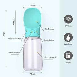 550ML Dog Water Bottle Bowl Pet Cup Drinking Travel Portable Feeder