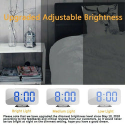 Mirror LED Alarm Clock Night Lights Thermometer Digital Clock USB Charging