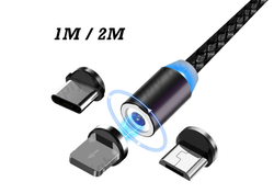 AU 360° Charging Cable Magnetic Charger IOS Lightning Type-C Micro USB