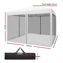 Instahut 3x3m Pop Up Gazebo Wedding Marquee Mesh Side Walls Outdoor Canopy