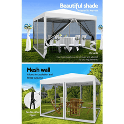 Instahut 3x3m Pop Up Gazebo Wedding Marquee Mesh Side Walls Outdoor Canopy